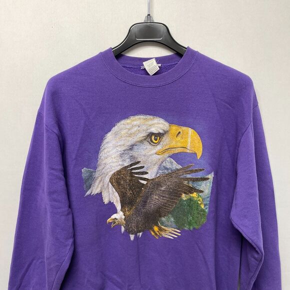 Vintage Brazos Adult Bald Eagle Crewneck Sweatshirt Size Large 80s 90s M235 -29 - Picture 9 of 13